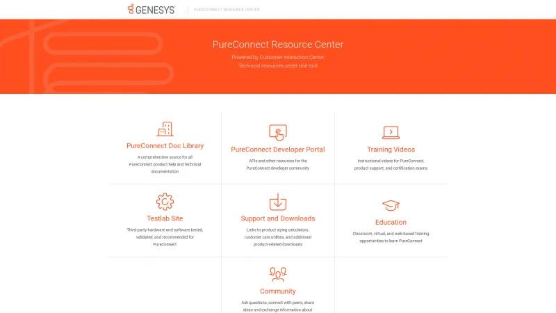 Homepage of Genesys PureConnect