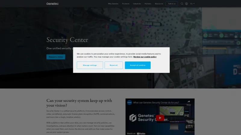 Homepage of Genetec Security Center