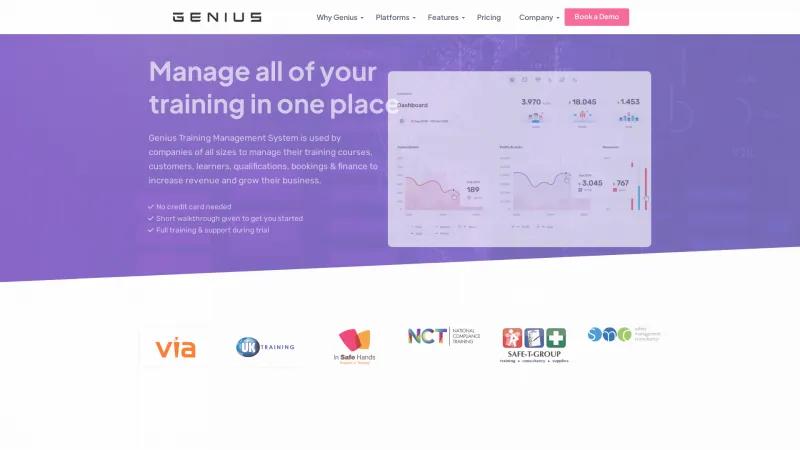 Homepage of Genius Training Management Platform