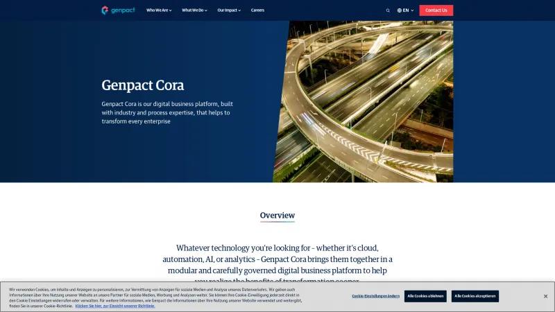 Homepage of Genpact Cora