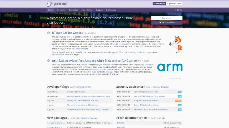 Homepage of Gentoo