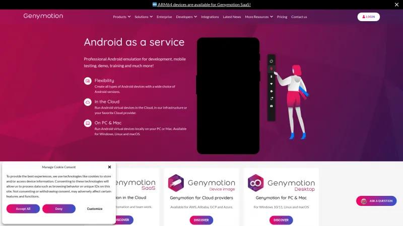 Homepage of Genymotion