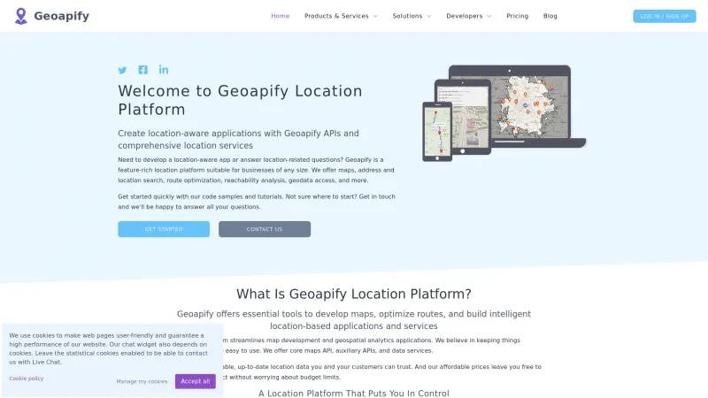 Homepage of Geoapify