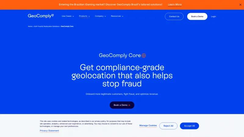 Homepage of GeoComply Core