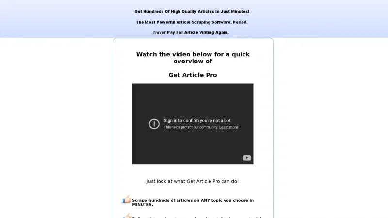 Get Article Pro: The Ultimate Content Scraping Tool for SEO and Content Creation Homepage of Get Article Pro