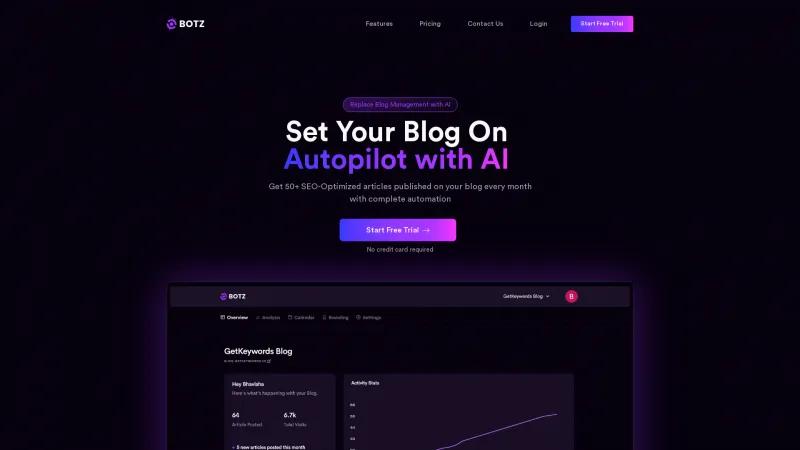 Homepage of GetBotz