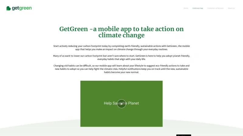 Homepage of GetGreen