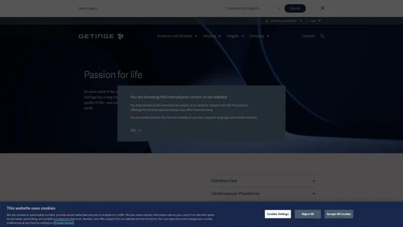 Homepage of Getinge