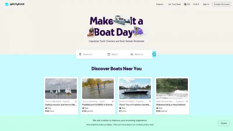 Homepage of GetMyBoat