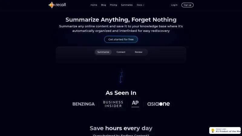 Homepage of Recall