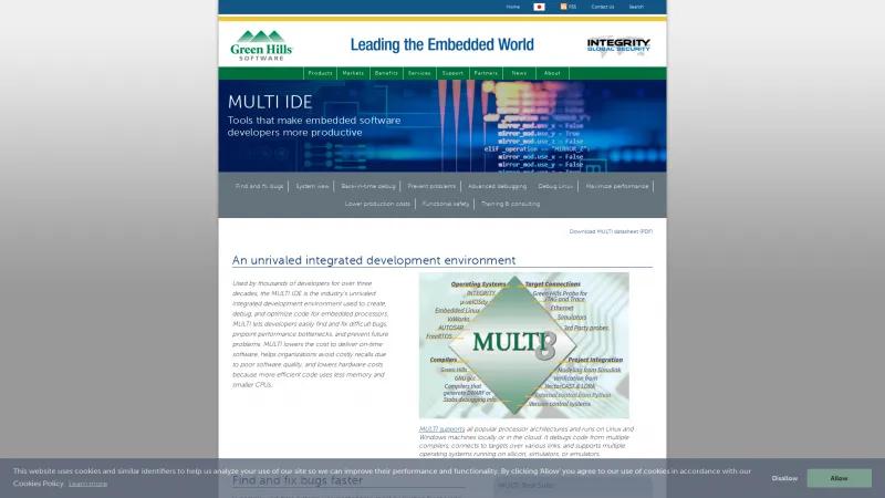 Homepage of MULTI IDE