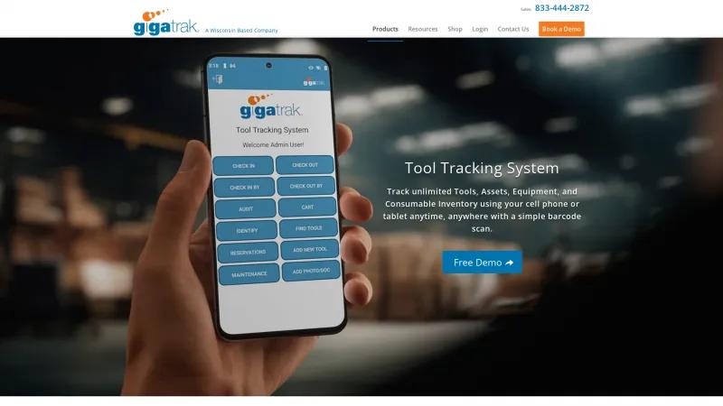 Homepage of GigaTrak Tool Tracking