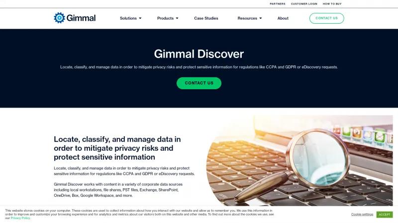 Homepage of Gimmal Discover