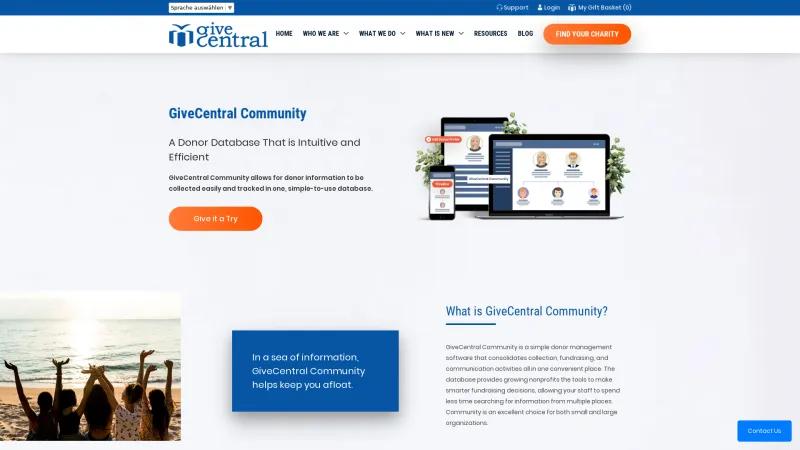 Homepage of GiveCentral Community