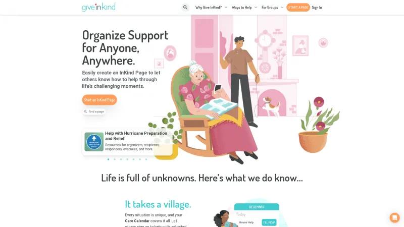 Homepage of Give InKind