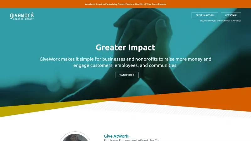 Homepage of GiveWorx