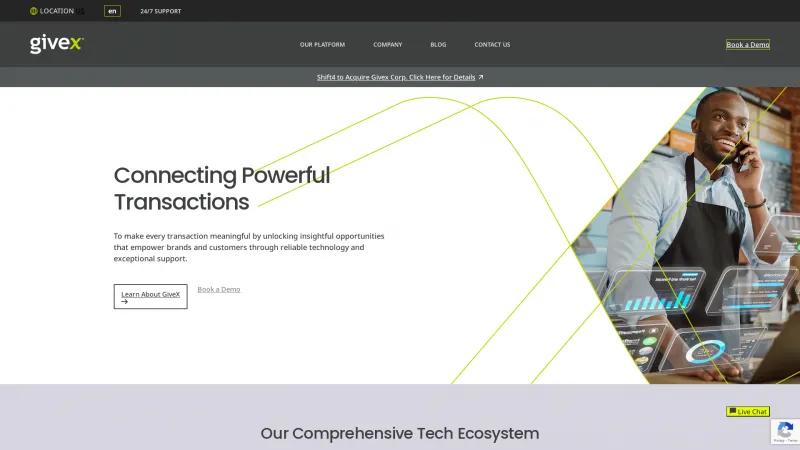 Homepage of Givex