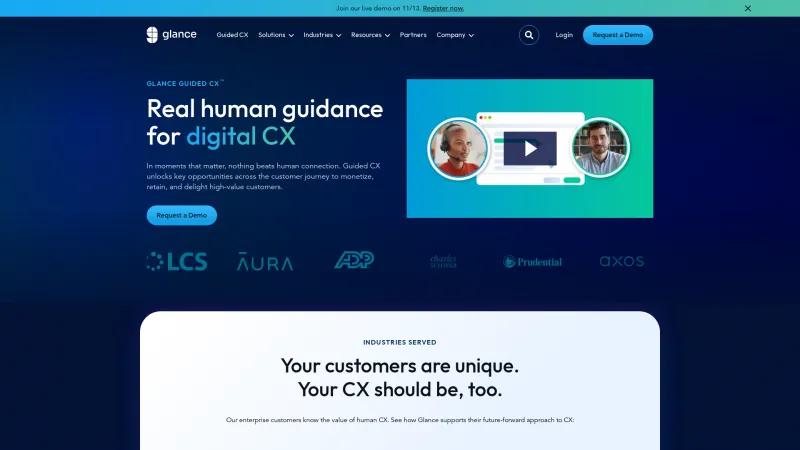 Homepage of Glance