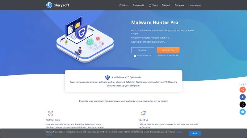 Homepage of Malware Hunter Pro