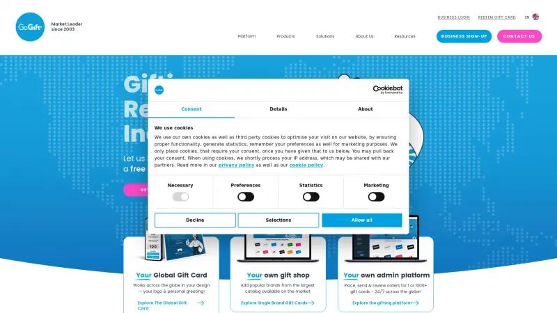 Homepage of GoGift