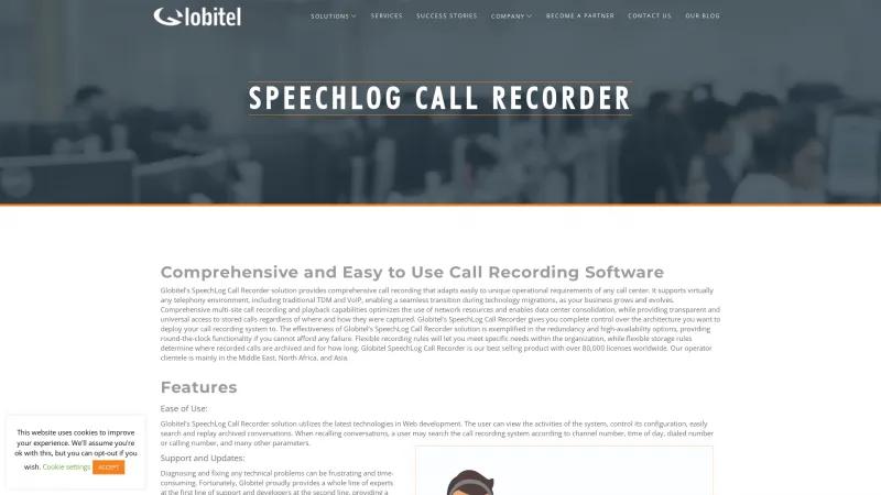 Homepage of SpeechLog Call Recorder