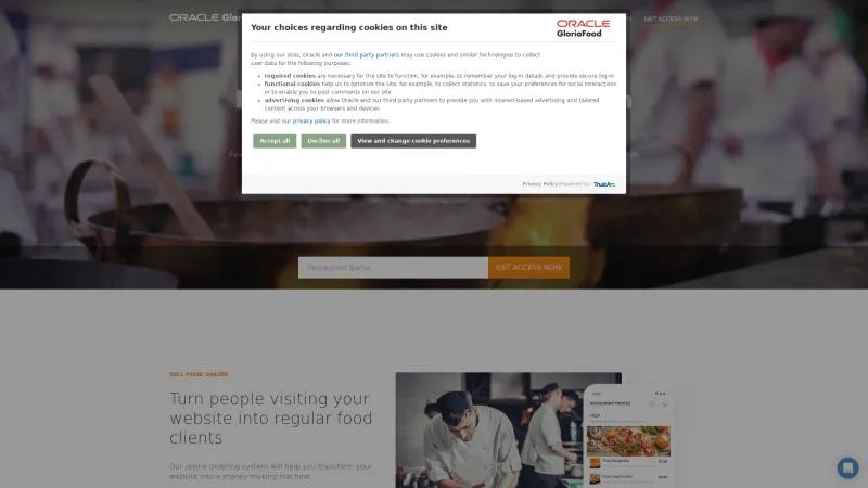 Homepage of GloriaFood