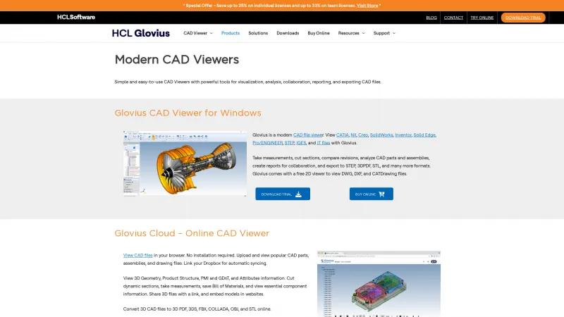 Homepage of Glovius CAD Viewer