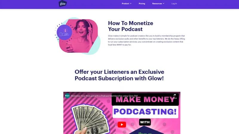 Homepage of Glow