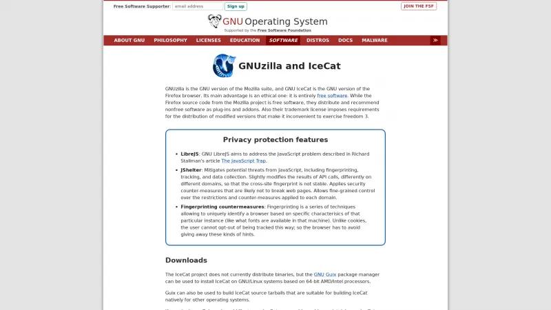 Homepage of GNU IceCat