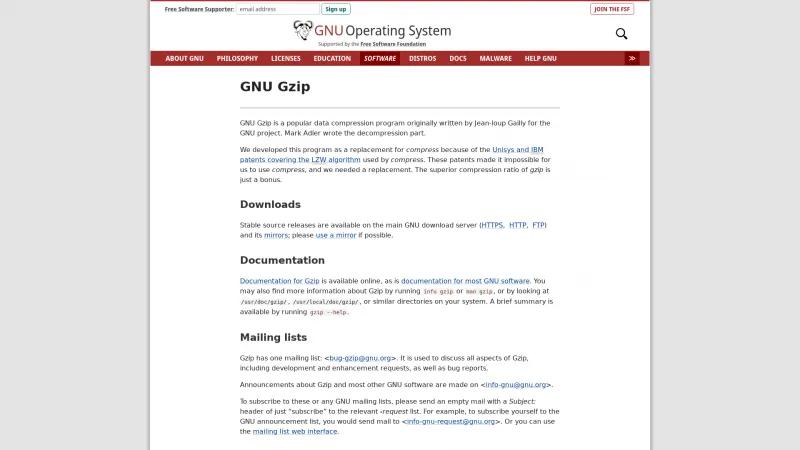 Homepage of Gzip