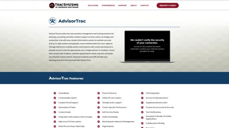 Homepage of AdvisorTrac