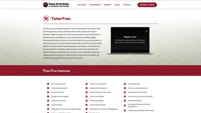 Homepage of TutorTrac