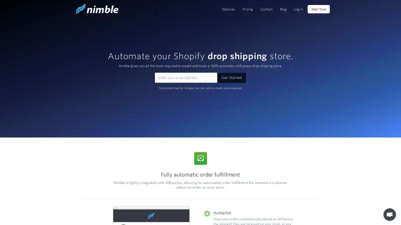 Homepage of Nimble Drop Ship