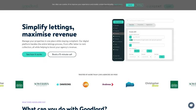 Homepage of Goodlord