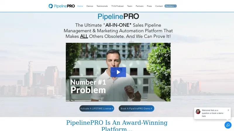 Homepage of PipelinePRO