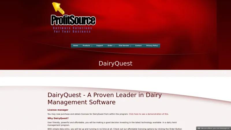 Homepage of DairyQuest