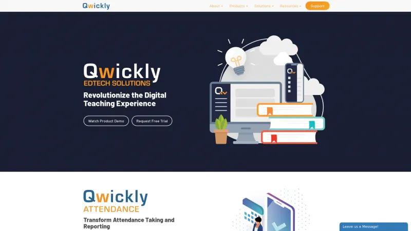 Homepage of Qwickly