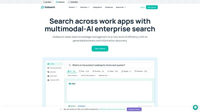 Homepage of GoSearch