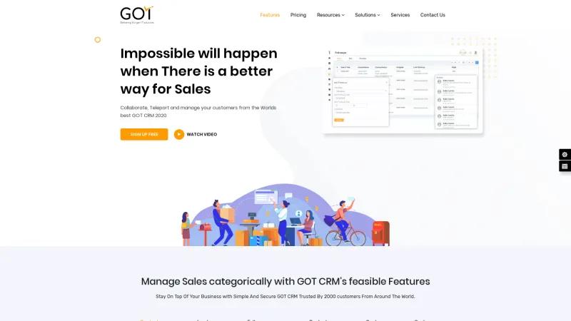 Homepage of GOT CRM