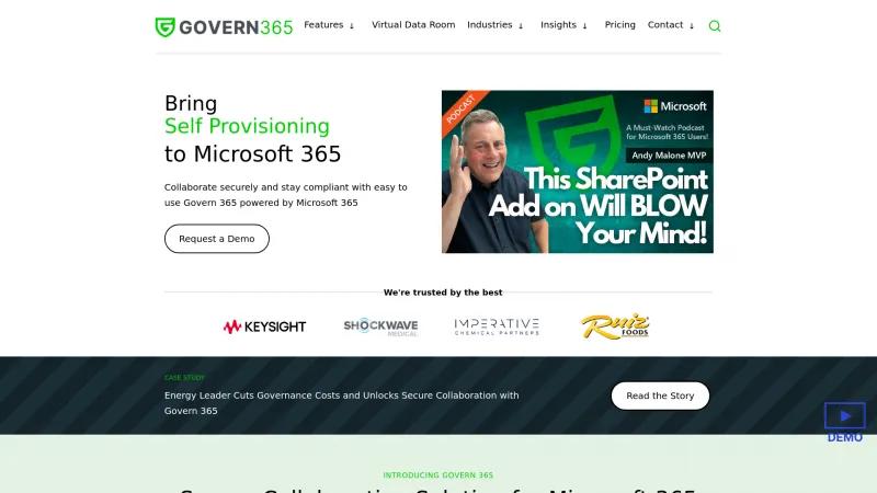 Homepage of Govern 365