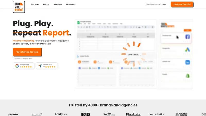 Homepage of Two Minute Reports