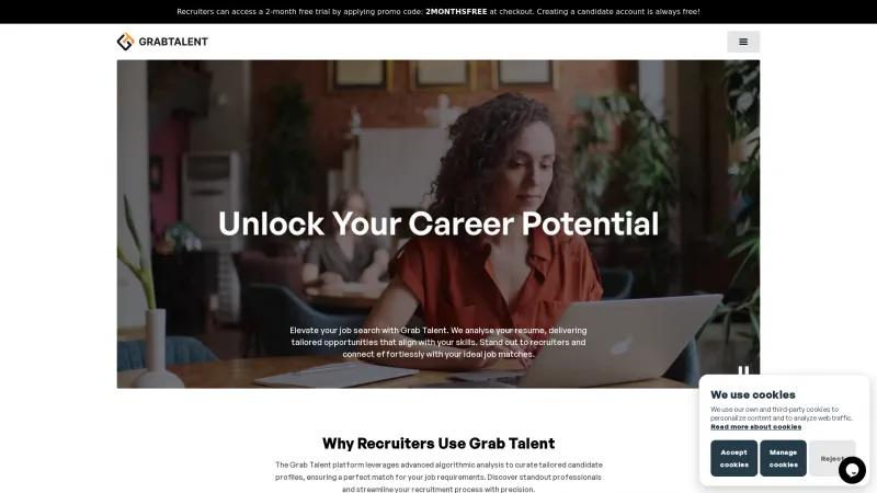 Homepage of Grab Talent