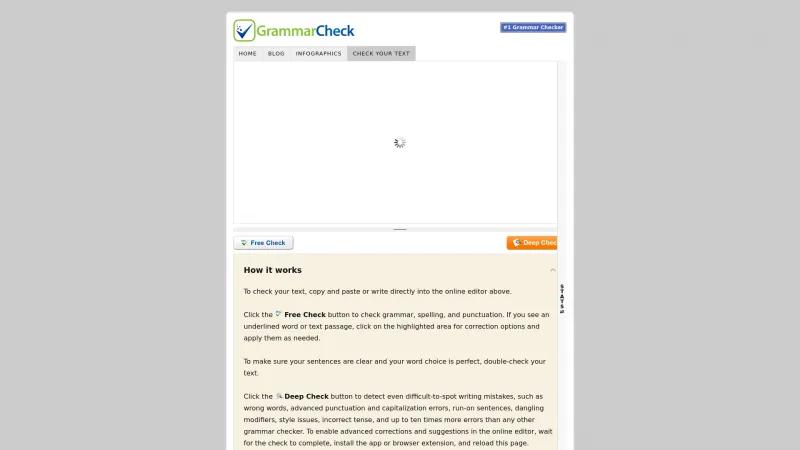 Homepage of GrammarCheck