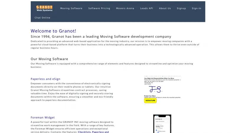 Homepage of Granot