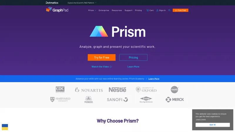 Homepage of GraphPad Prism