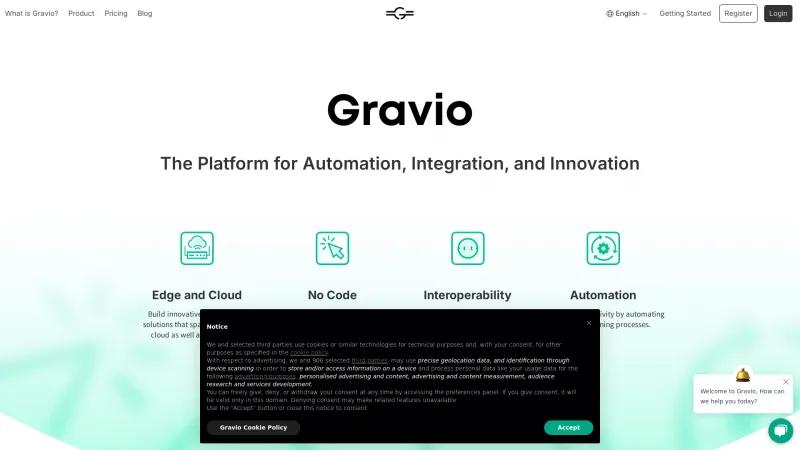 Homepage of Gravio