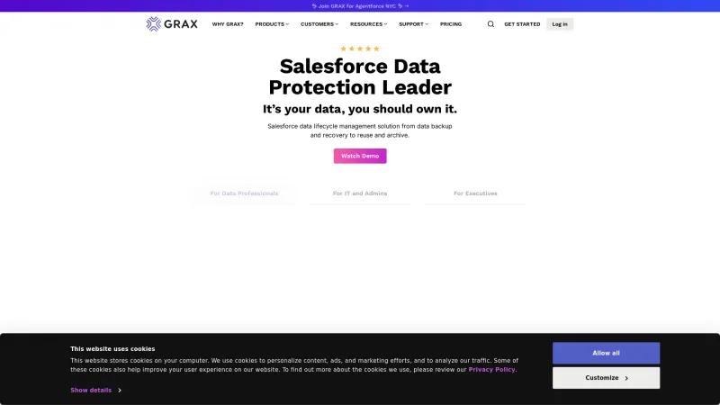 Homepage of GRAX