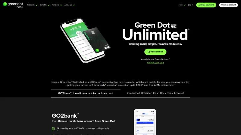 Homepage of Green Dot