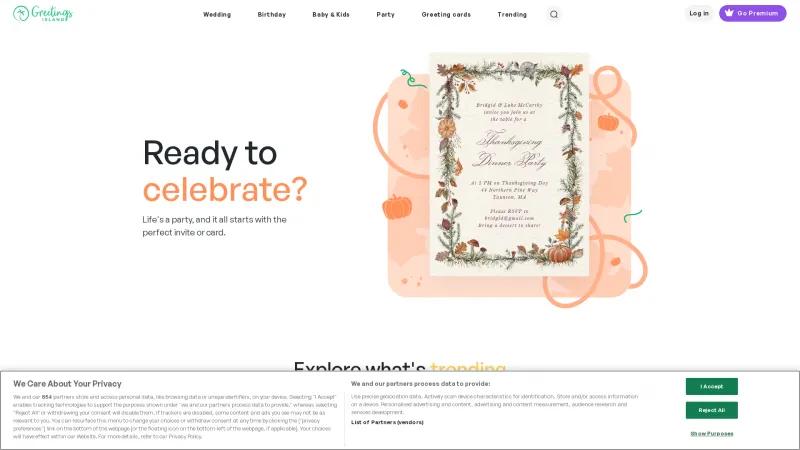 Homepage of Invitation Maker Studio