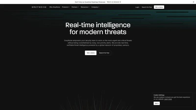 Homepage of GreyNoise